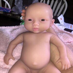 🆕18.5inch Silicone Body Newborn Baby Doll Poseable Limbs Tan Bald Girl Baby